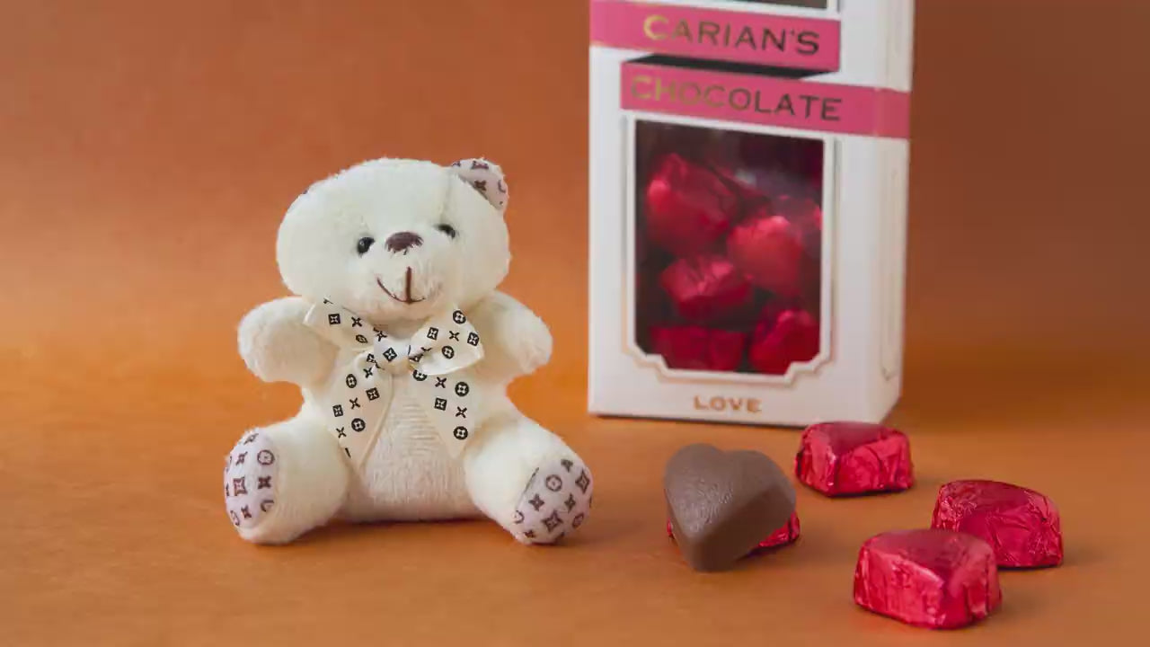 CARIANS  Chocolate Gift Box, Milk Chocolate Hearts with Teddy Bear Gift