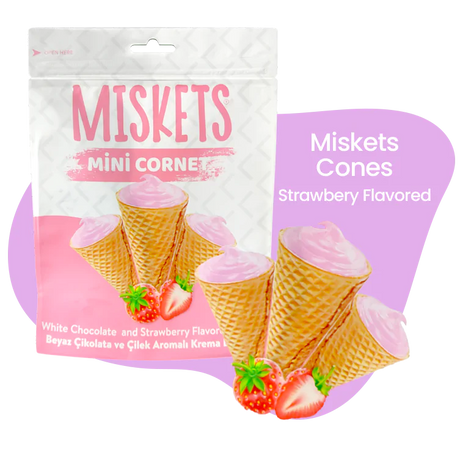 Milky Chocolate Strawberry Mini Cones  - 12 Packs in 1 Colli